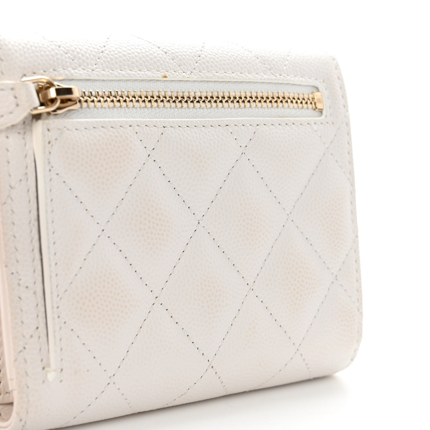 Chanel Caviar Quilted Compact Flap Wallet White 9 of 10