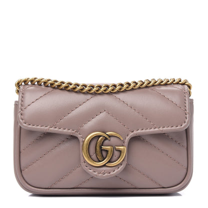 Gucci Calfskin Matelasse Heart GG Marmont 2.0 Coin Purse On A Chain Porcelain Rose 1 of 4