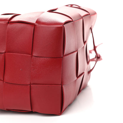 Bottega Veneta Lambskin Intreccio Small Crossbody Bucket Bag Dark Red 8 of 9