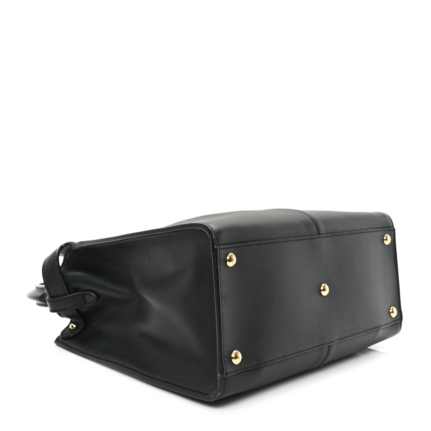 Fendi Vitello Seta Glazed Fabric FF 1974 Medium Peekaboo X-Lite Black Mogano Panna 4 of 12