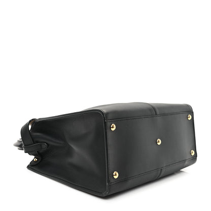 Fendi Vitello Seta Glazed Fabric FF 1974 Medium Peekaboo X-Lite Black Mogano Panna 4 of 12