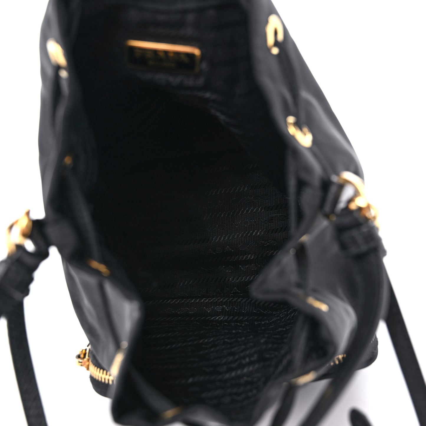 Re-Nylon Duet Drawstring Shoulder Bag Black