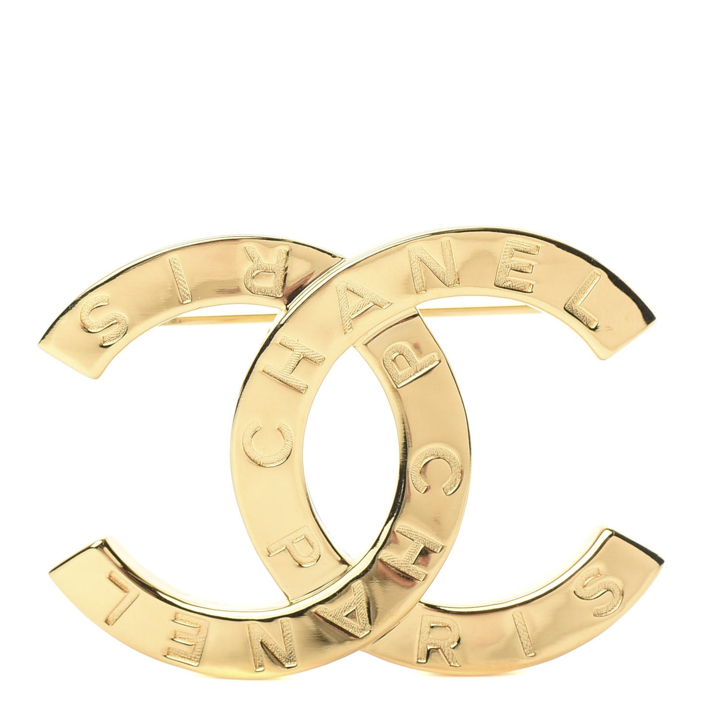 Metal Paris Button CC Large Brooch Gold
