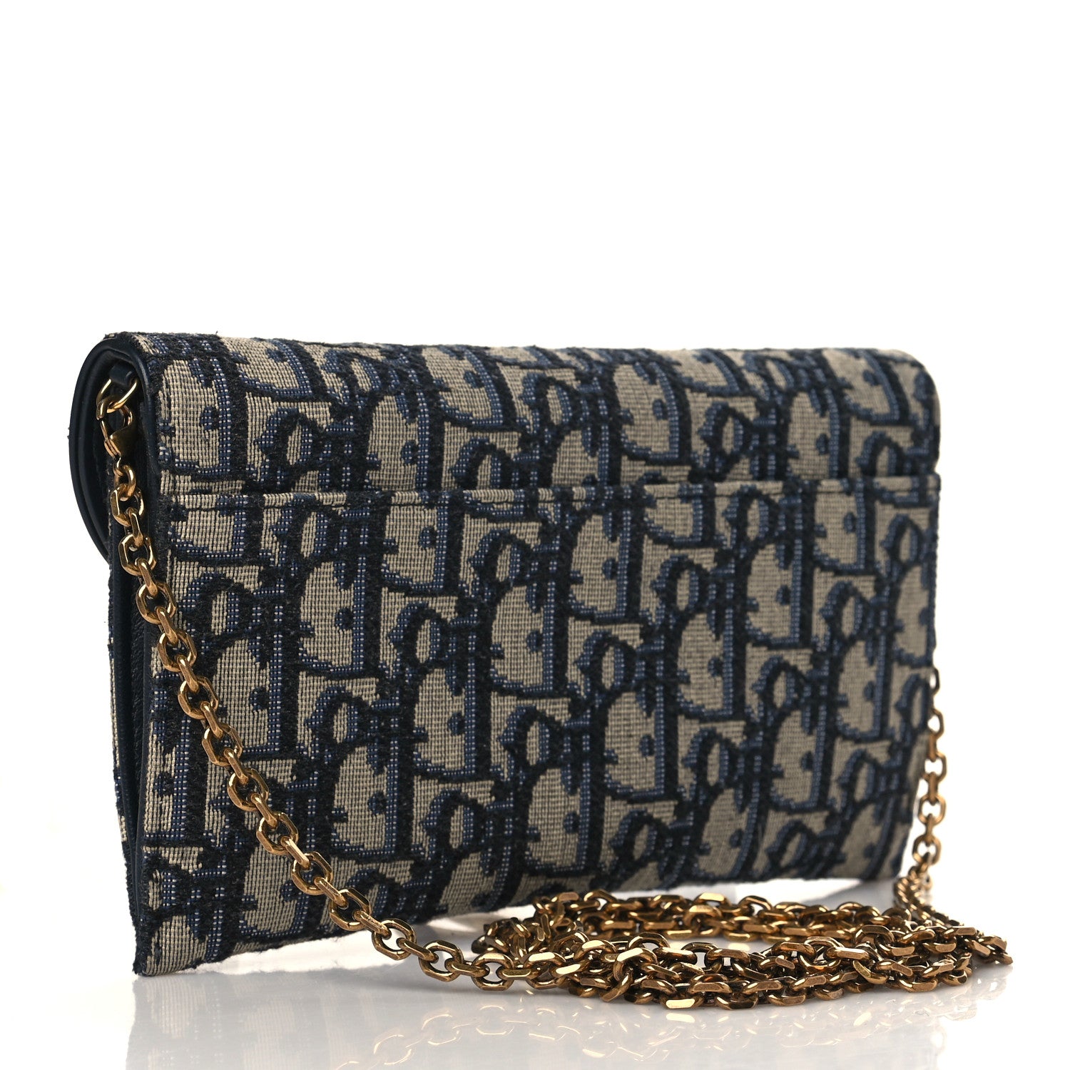 Christian Dior Oblique Saddle Chain Long Wallet Blue 4 of 10