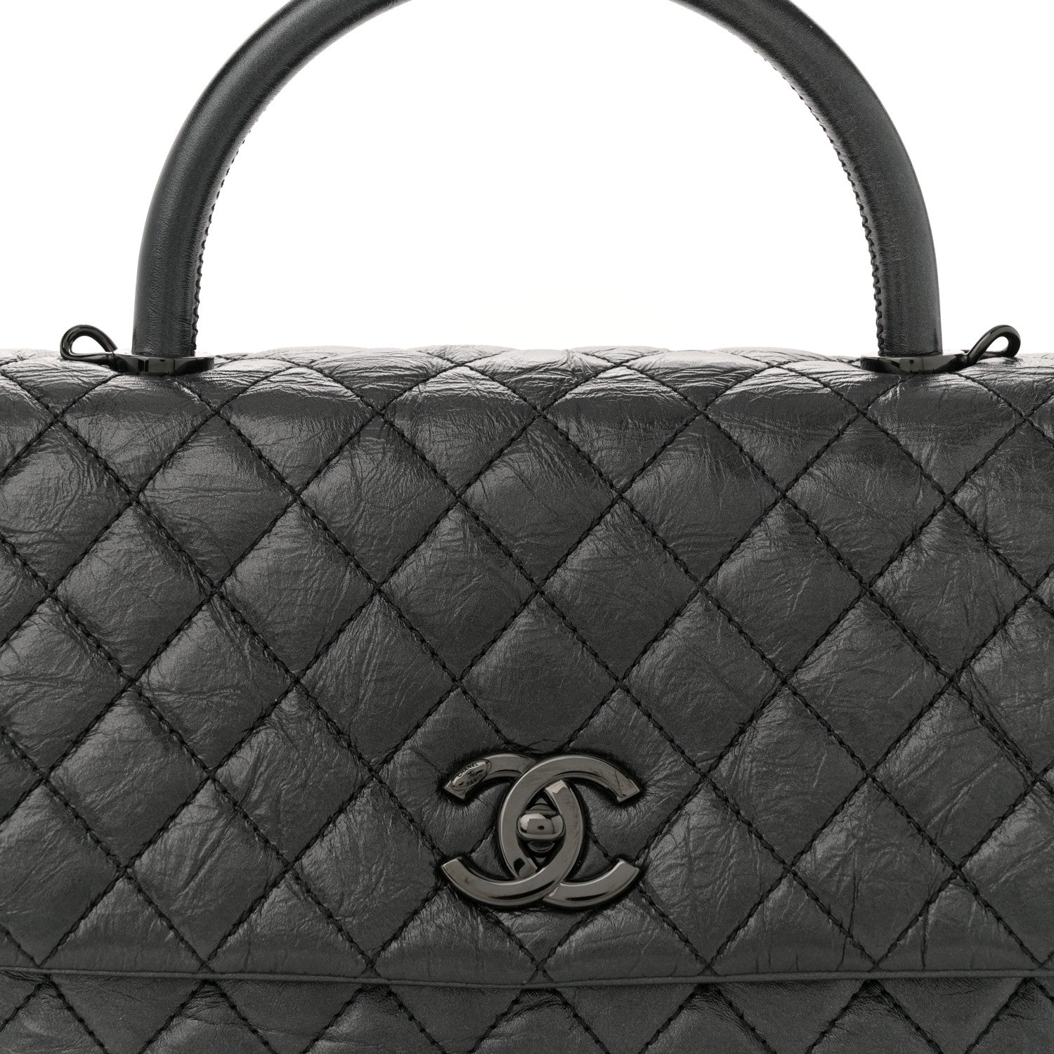 Chanel Aged Calfskin Quilted Small Coco Handle Flap So Black 8 of 10
