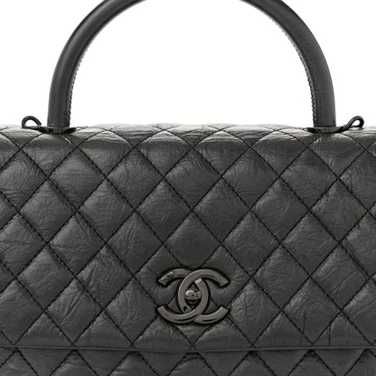 Chanel Aged Calfskin Quilted Small Coco Handle Flap So Black 8 of 10