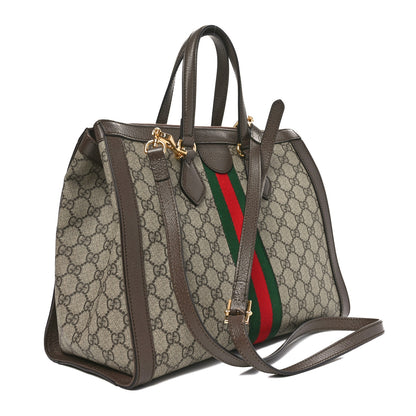 Gucci GG Supreme Monogram Web Medium Ophidia Tote Bag Brown 3 of 10