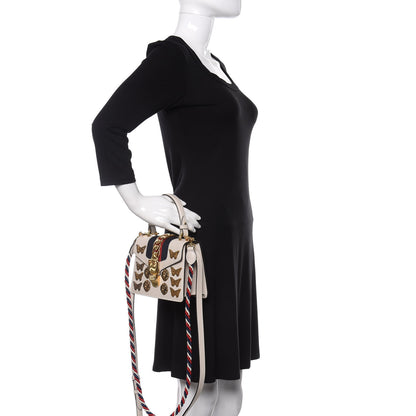 Gucci Calfskin Animal Studs Mini Sylvie Top Handle Bag White 3 of 12