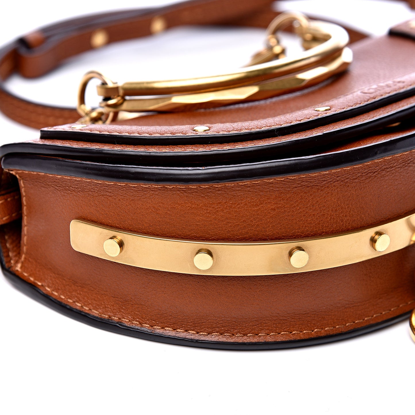 Calfskin Small Nile Bracelet Minaudiere Bag Caramel
