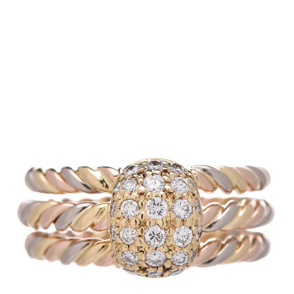 Cartier 18K Pink Yellow White Gold Diamond Rope Ring 49 4.75 1 of 4