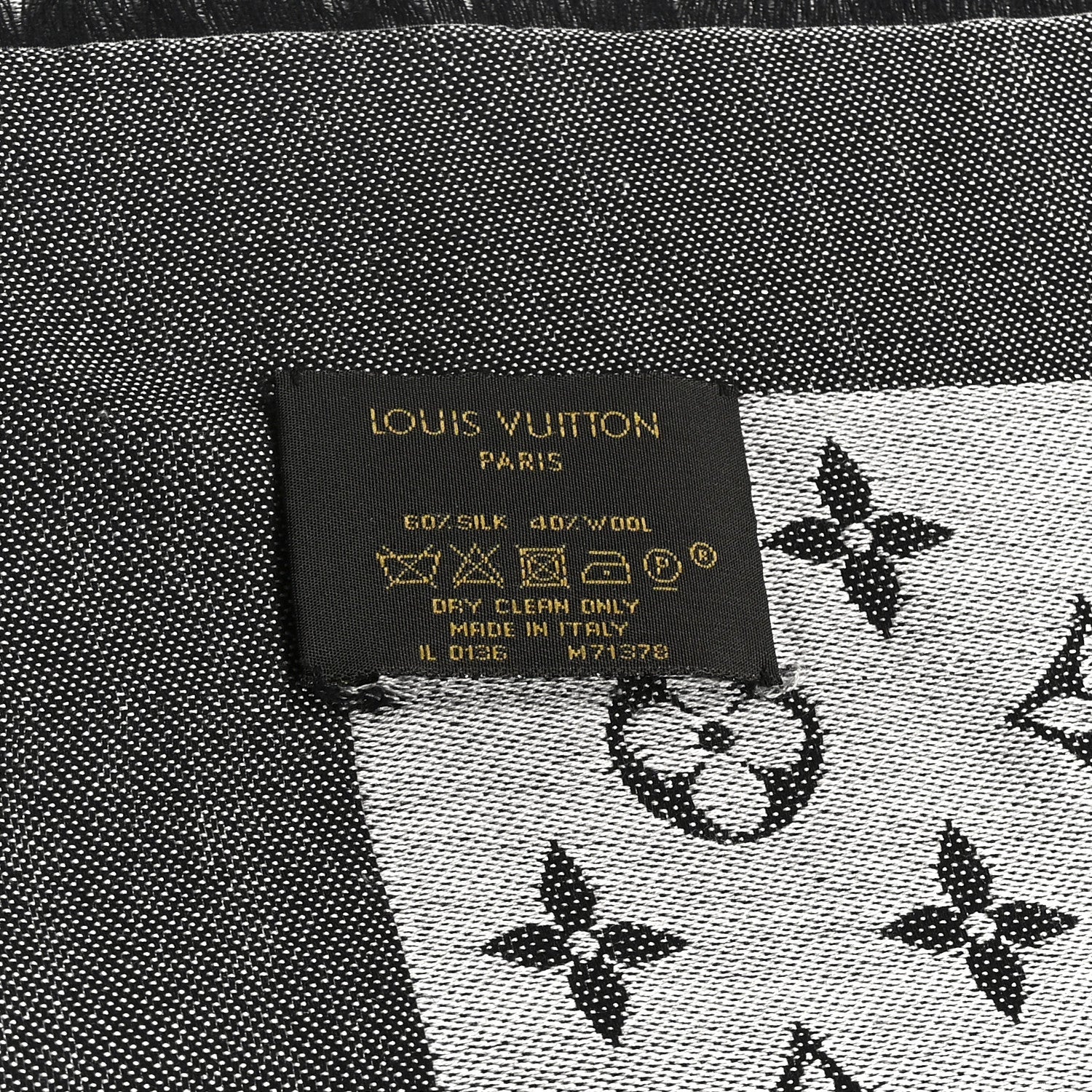 Louis Vuitton Silk Wool Monogram Denim Shawl Black 3 of 5