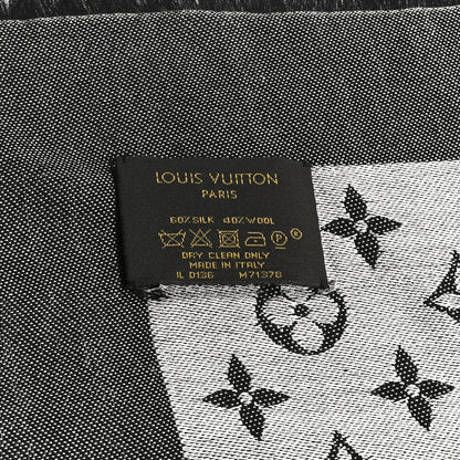 Louis Vuitton Silk Wool Monogram Denim Shawl Black 3 of 5