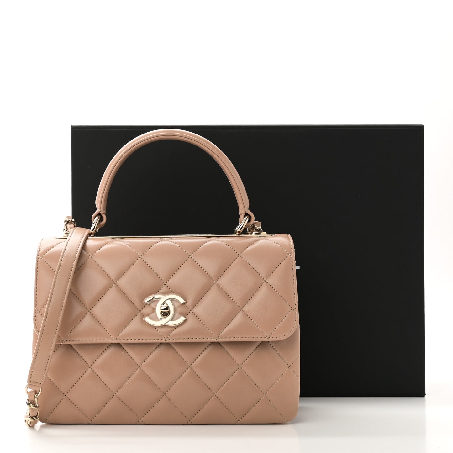 Lambskin Quilted Small Trendy CC Dual Handle Flap Bag Beige
