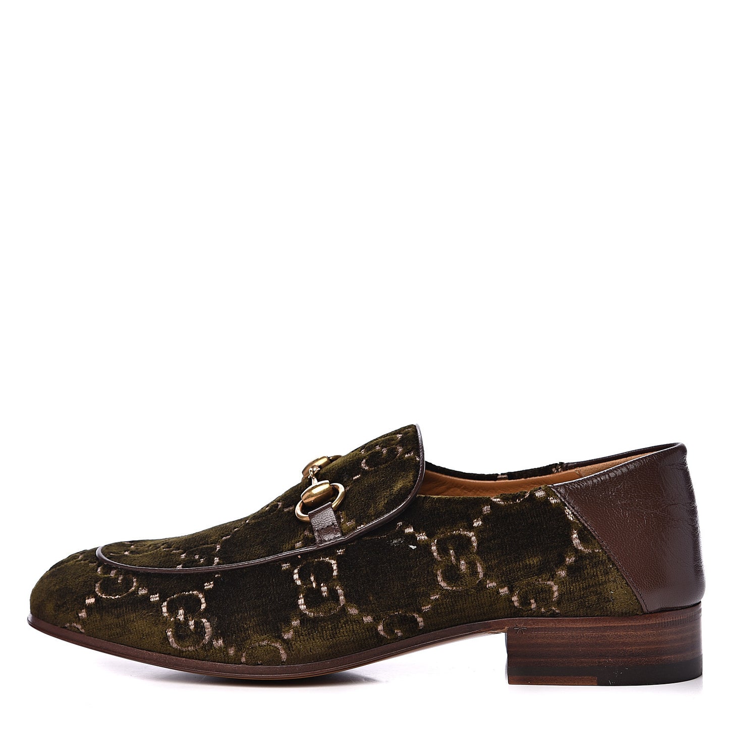Velvet GG Monogram Mens Horsebit Loafers 7 Green
