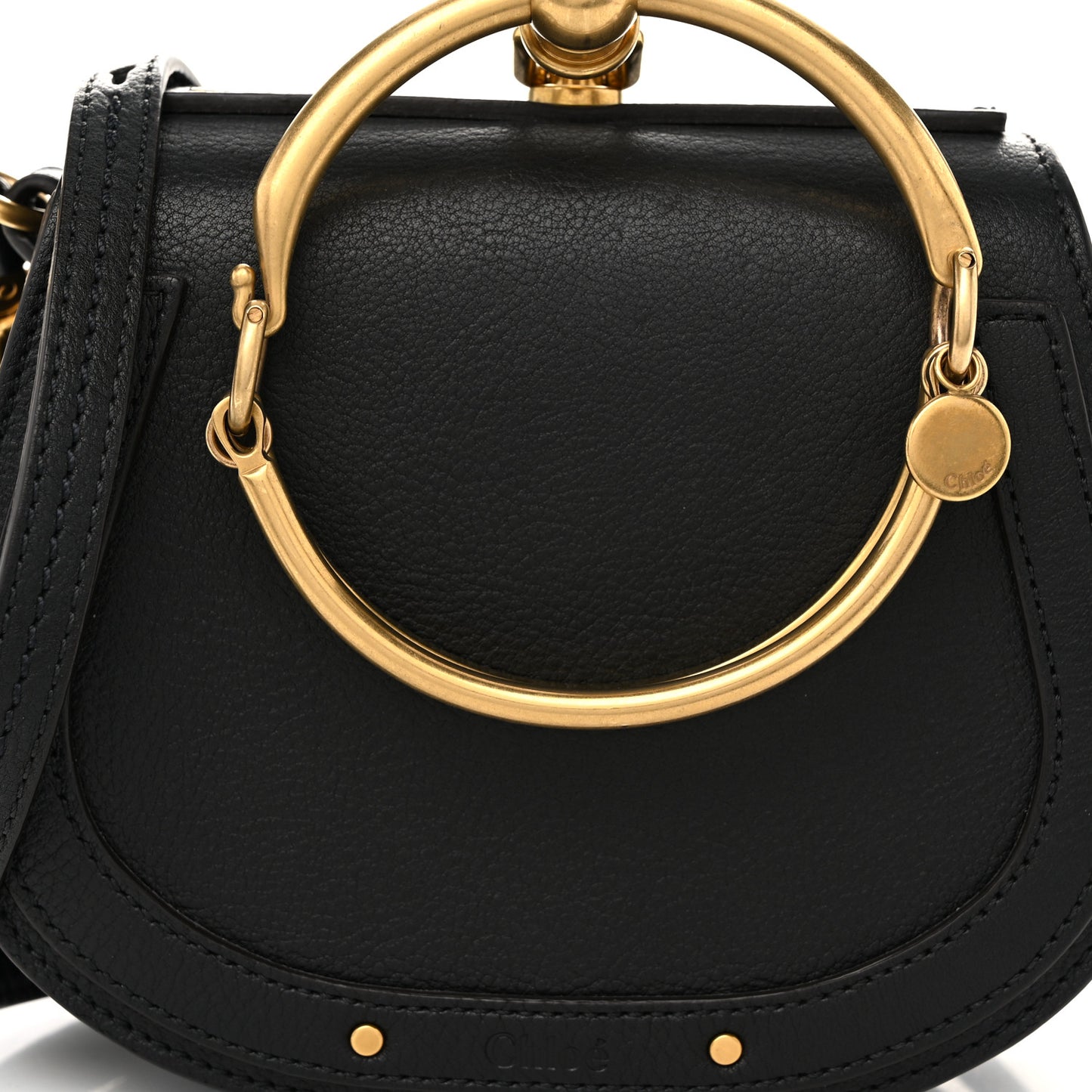 Calfskin Suede Small Nile Bracelet Bag Black