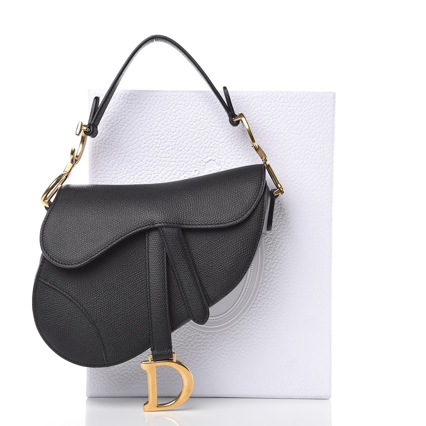 Grained Calfskin Mini Saddle Bag Black