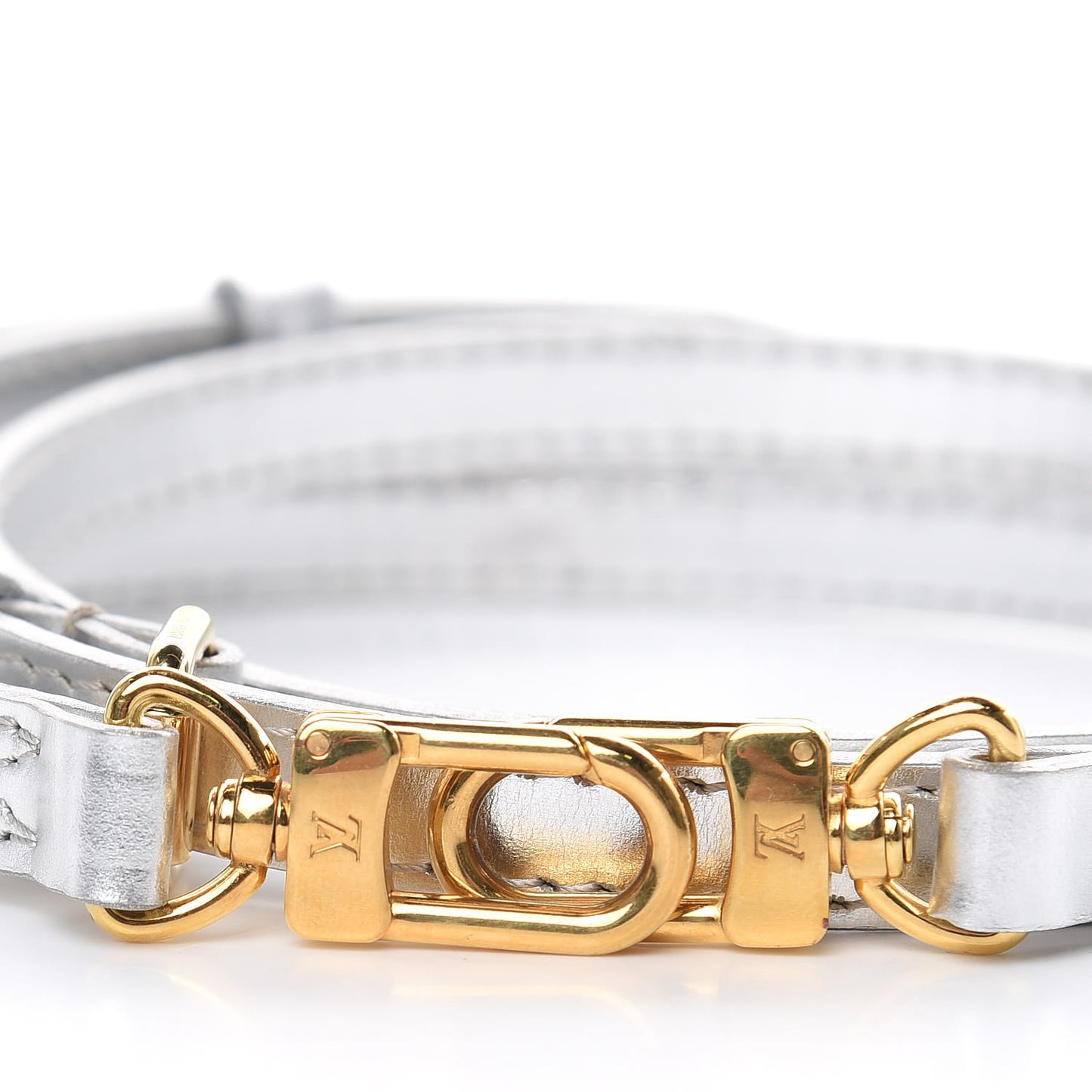 Metallic Calfskin 12mm Adjustable Shoulder Strap Silver