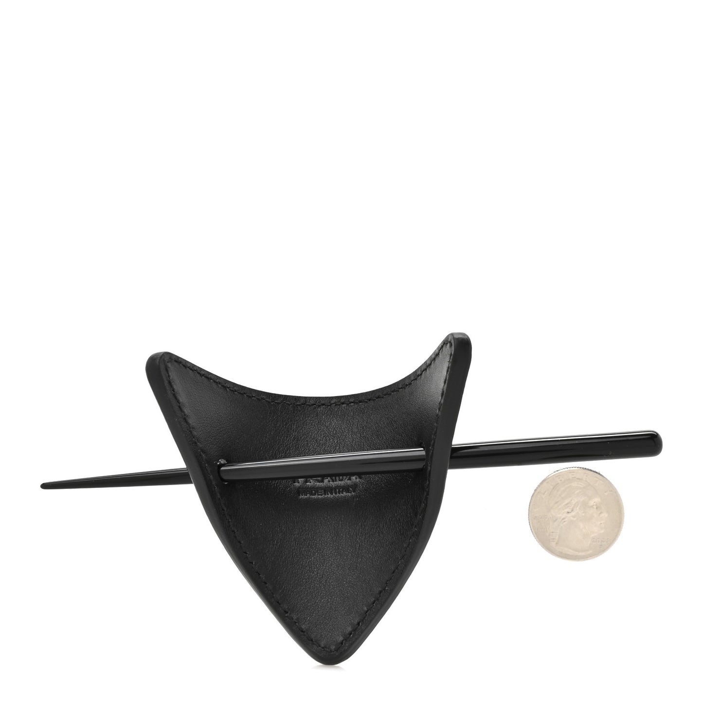 City Calfskin Hair Clip Black