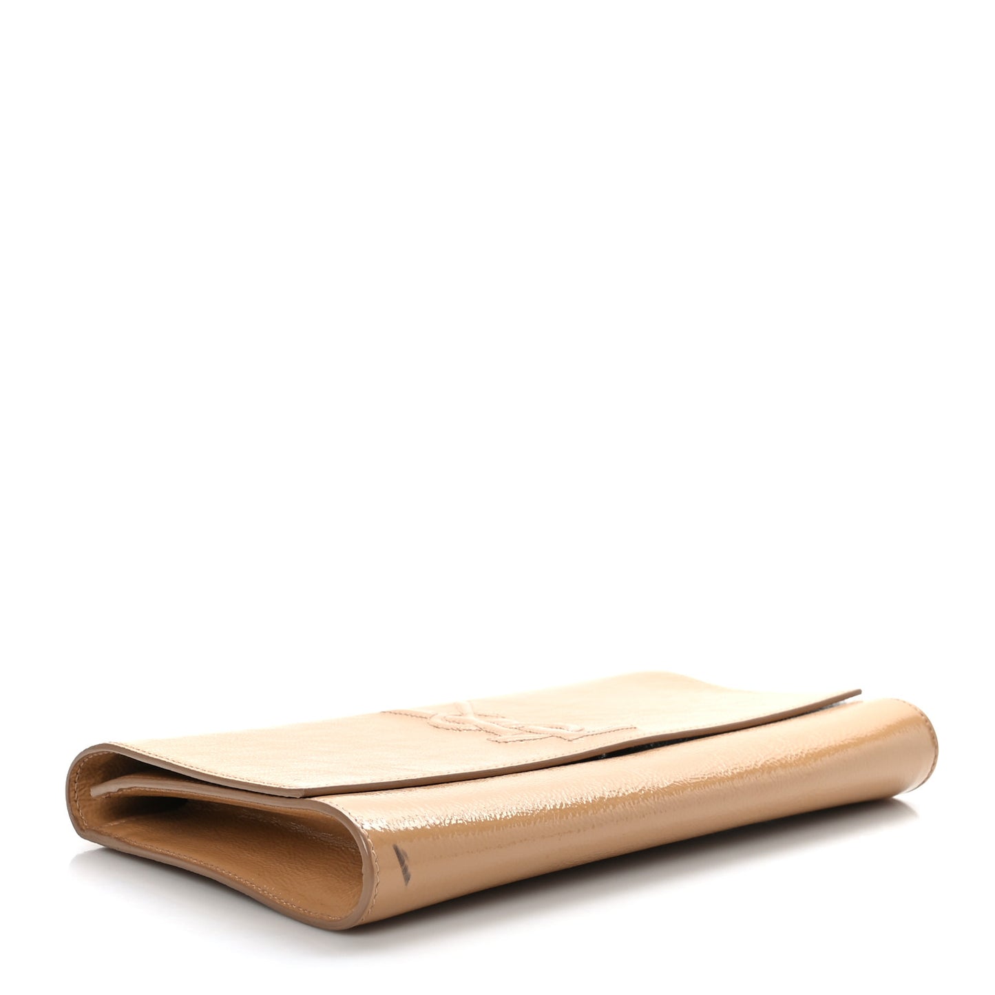 Textured Patent Calfskin Monogram Large Belle De Jour Clutch Nude