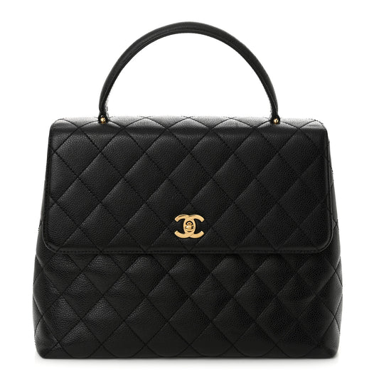 Caviar Quilted Jumbo Kelly Flap Black