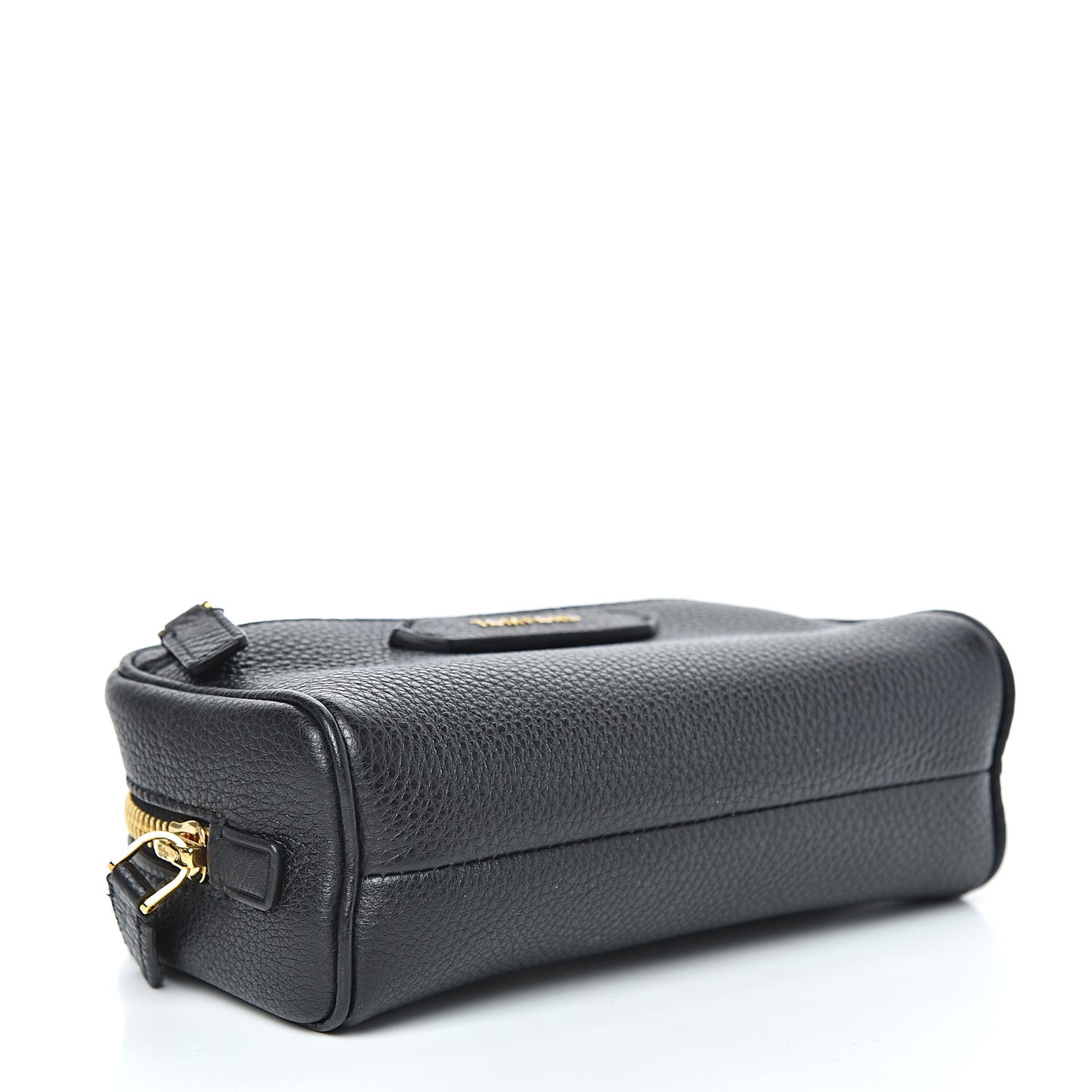 Grained Calfskin Large Cosmetic Pouch Black