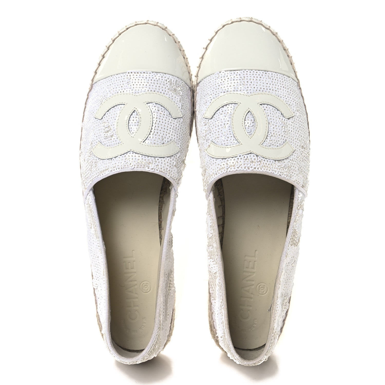 Chanel Patent Sequin CC Espadrilles 40 White 2 of 9