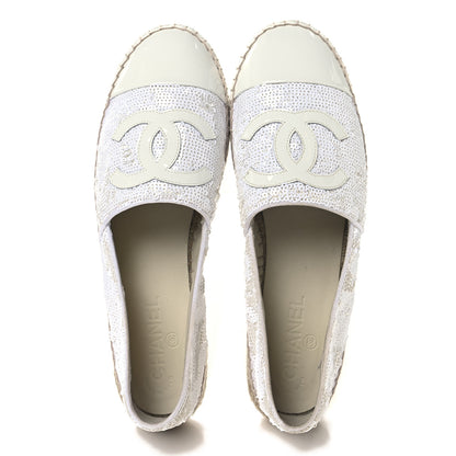 Chanel Patent Sequin CC Espadrilles 40 White 2 of 9