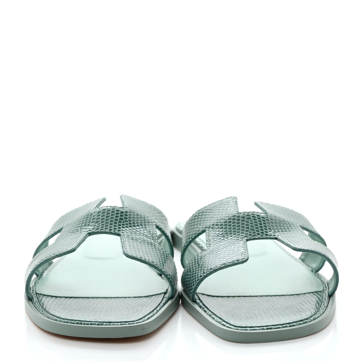 Hermes Lizard Oran Sandals 41 Turquoise 2 of 9