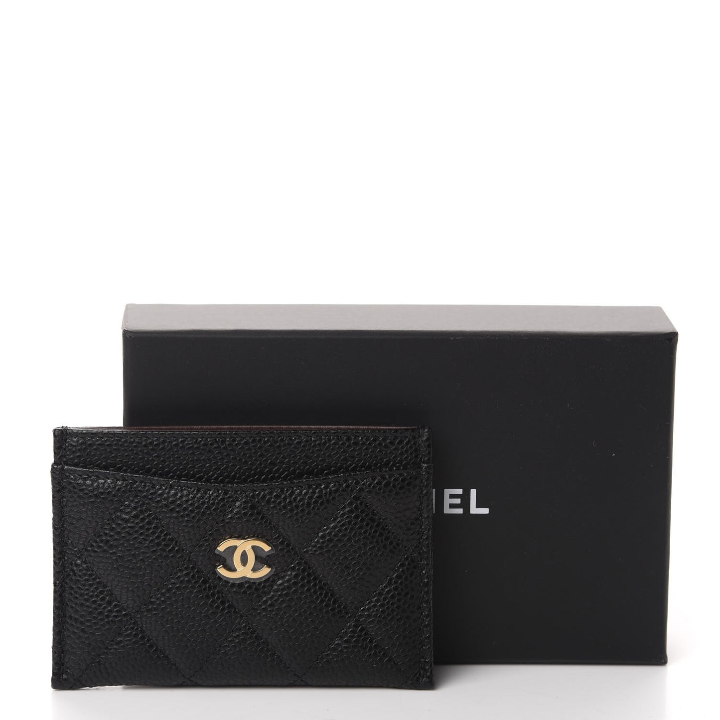 Caviar Quilted Card Holder Black