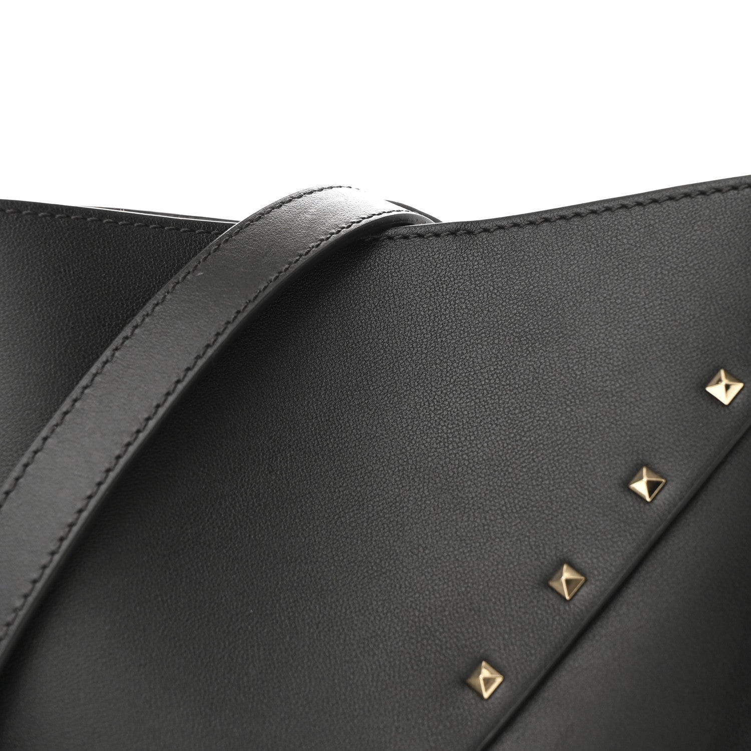 Valentino Garavani Calfskin Rockstud Wispy Bucket Bag Black 8 of 10