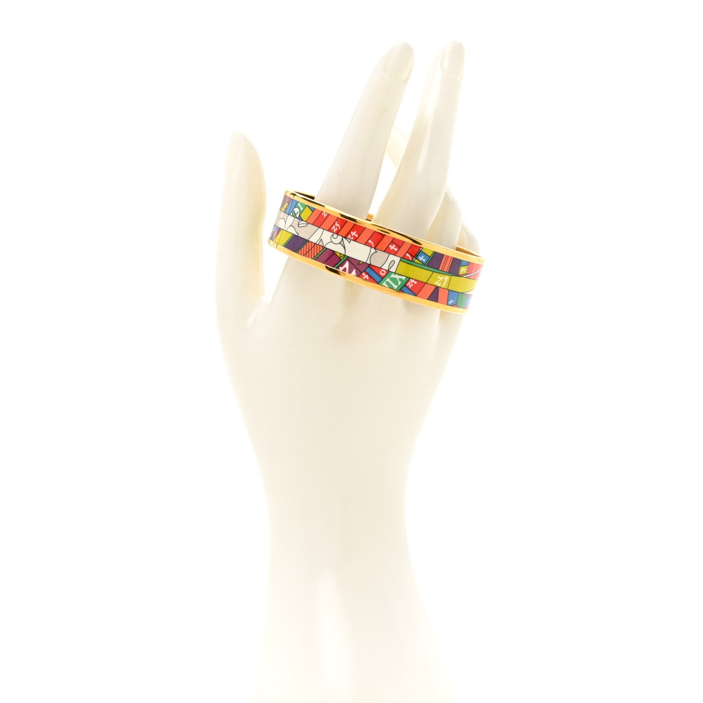 Enamel Printed Astrologie Nouvelle Wide Bracelet 70 Vert Fluo Rose Indien Cobalt