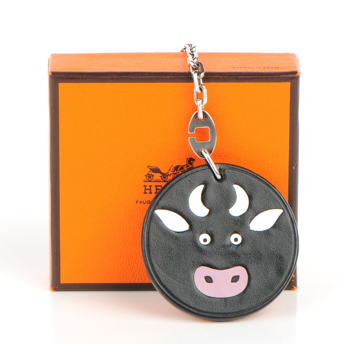 Box Bull Key Chain Bag Charm Black