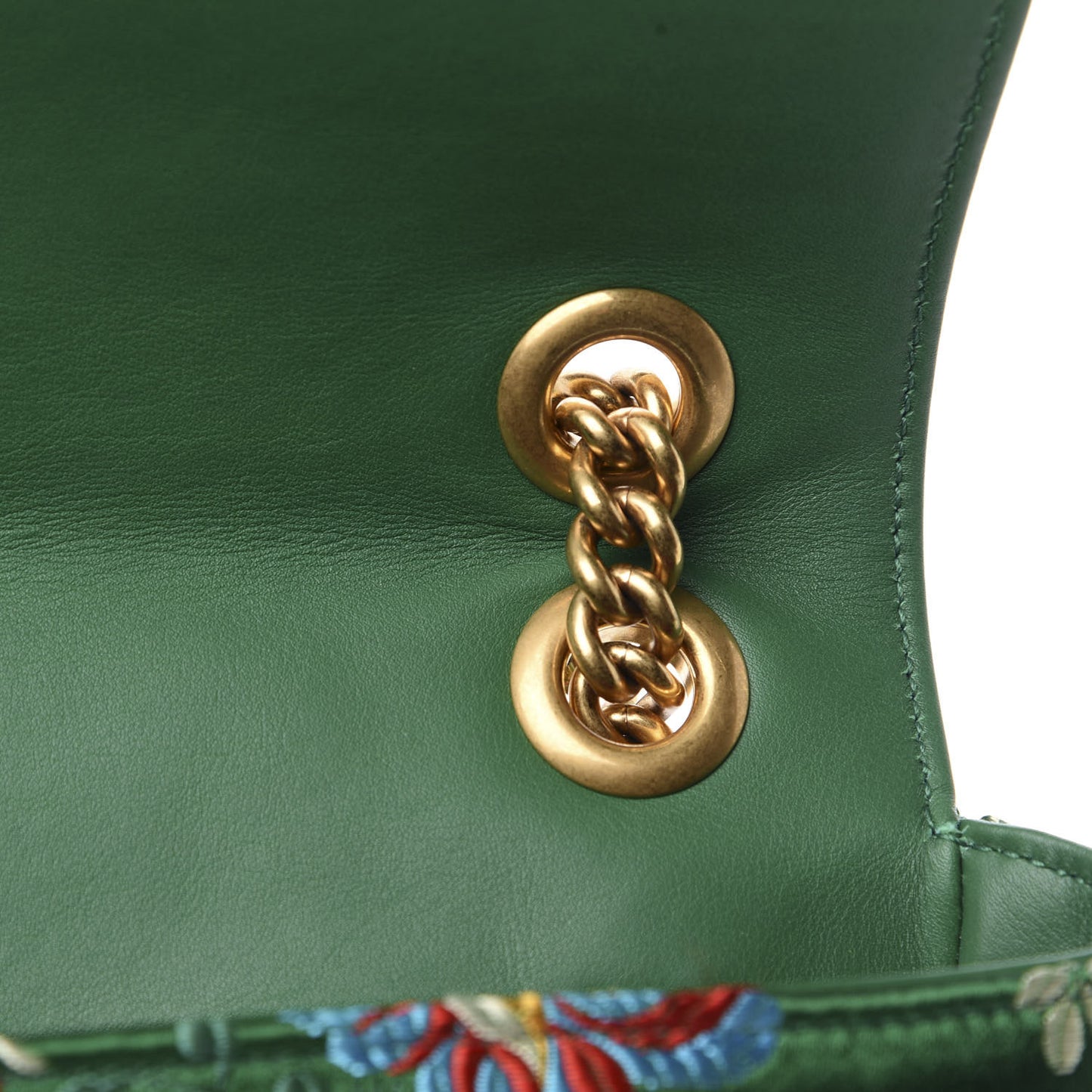 Jacquard Matelasse Floral Medium GG Marmont Shoulder Bag Green