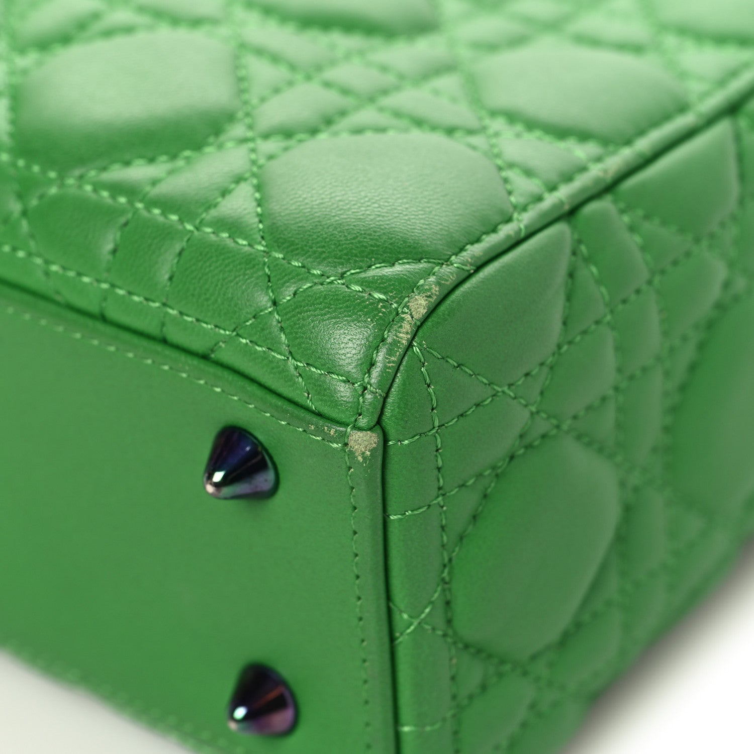 Christian Dior Lambskin Cannage Small Lady Dior Bright Green 12 of 17