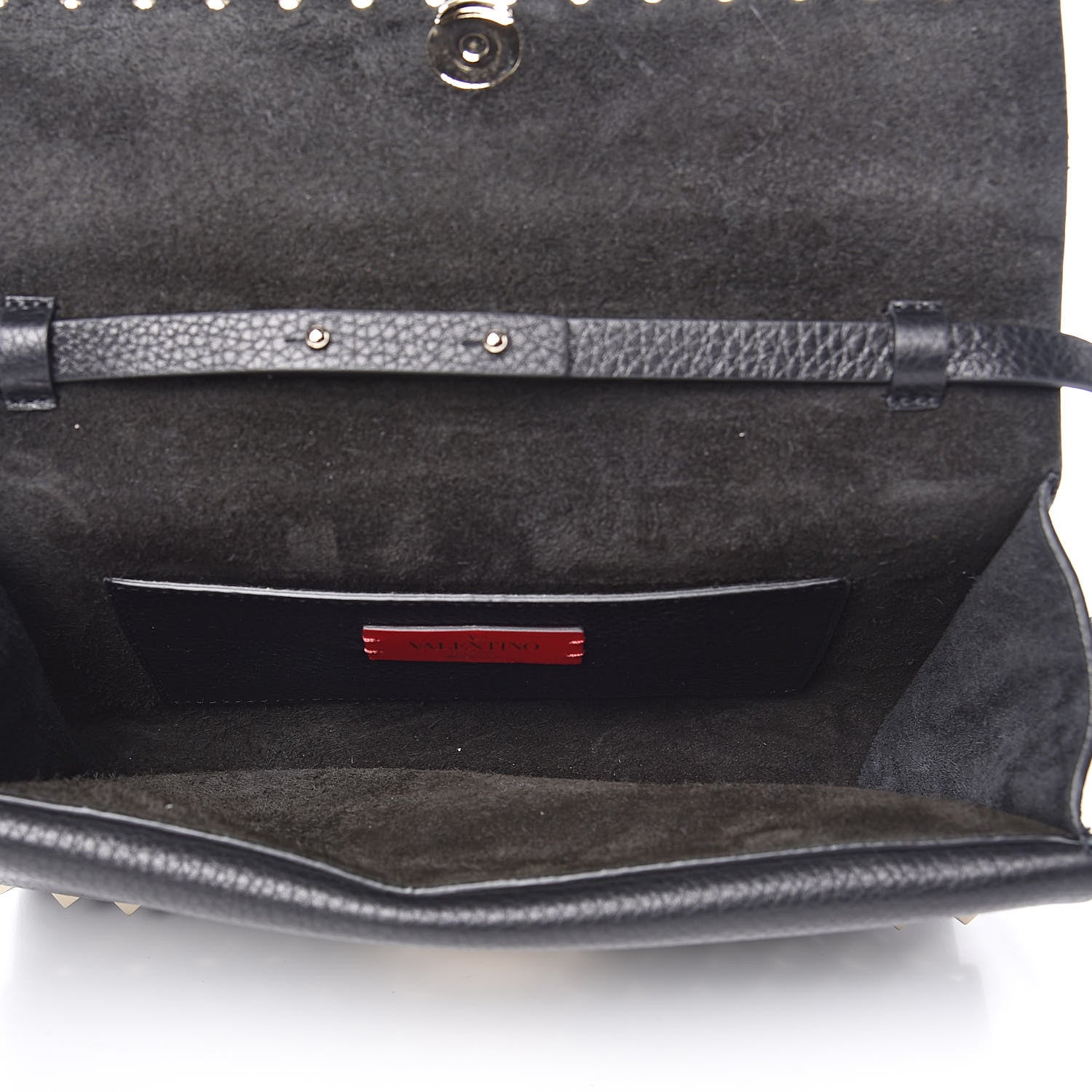 Valentino Garavani Grainy Calfskin Rockstud Double Flap Crossbody Bag Black 5 of 10