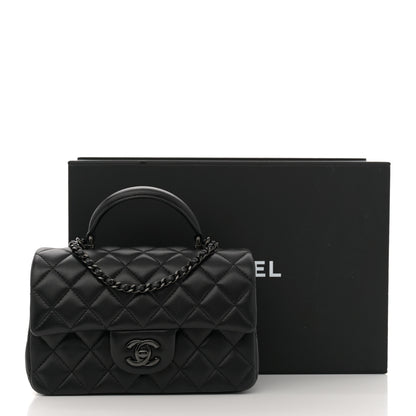 Chanel Lambskin Quilted Mini Top Handle Rectangular Flap So Black 11 of 11