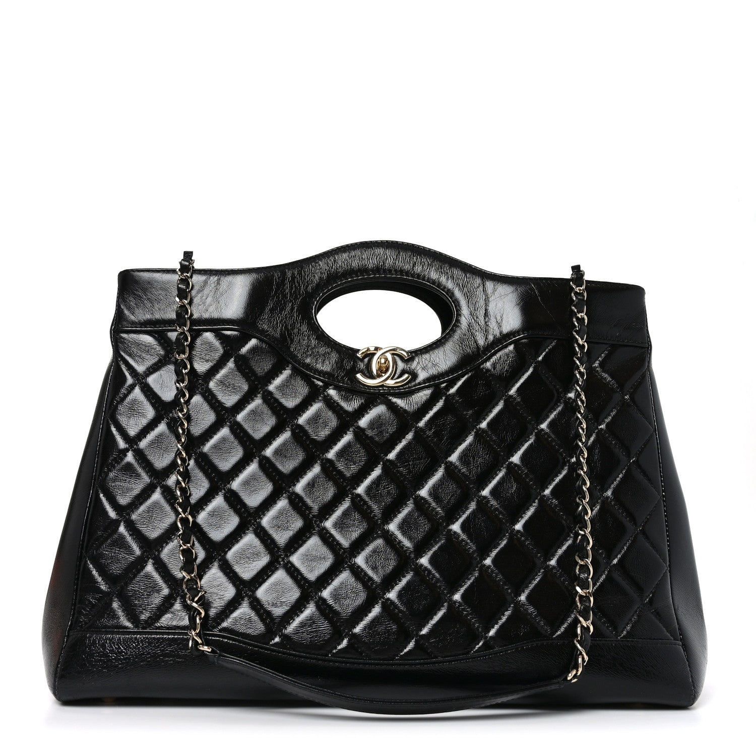 Chanel Shiny Lambskin Quilted Large 31 Shopping Bag Black 1 of 10