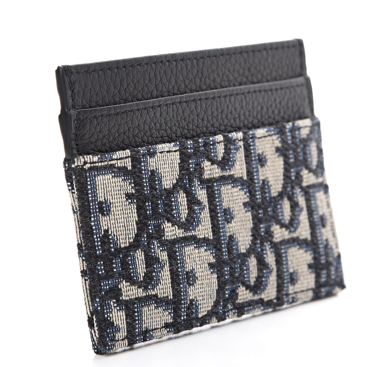 Christian Dior Grained Calfskin Oblique Card Holder Black 2 of 8