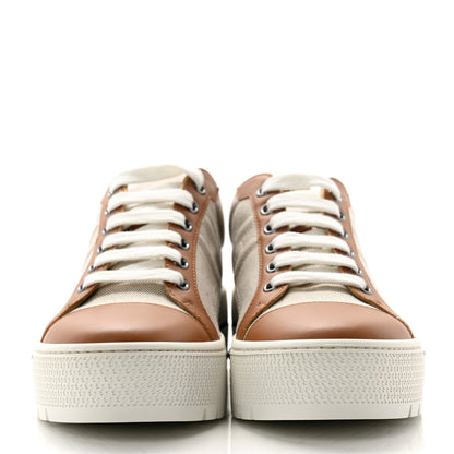 Hermes Canvas Calfskin Womens Voltage Sneakers 35.5 Prunoir Naturel 2 of 9