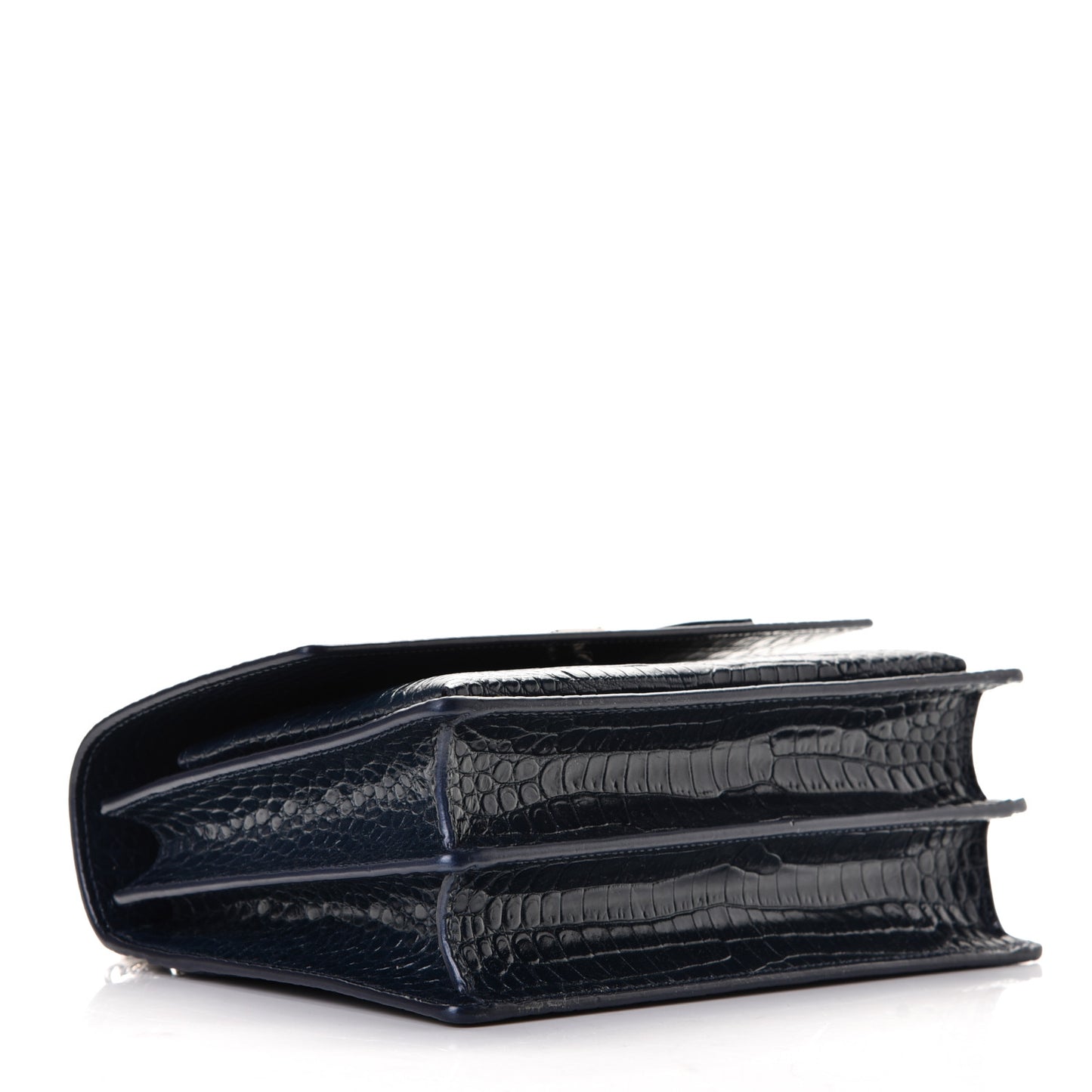Calfskin Crocodile Embossed Medium Monogram Sunset Navy