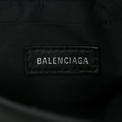 Balenciaga Recycled Sport Nylon Logo Embroidered Wheel Drawstring Bucket Bag Black White 6 of 10