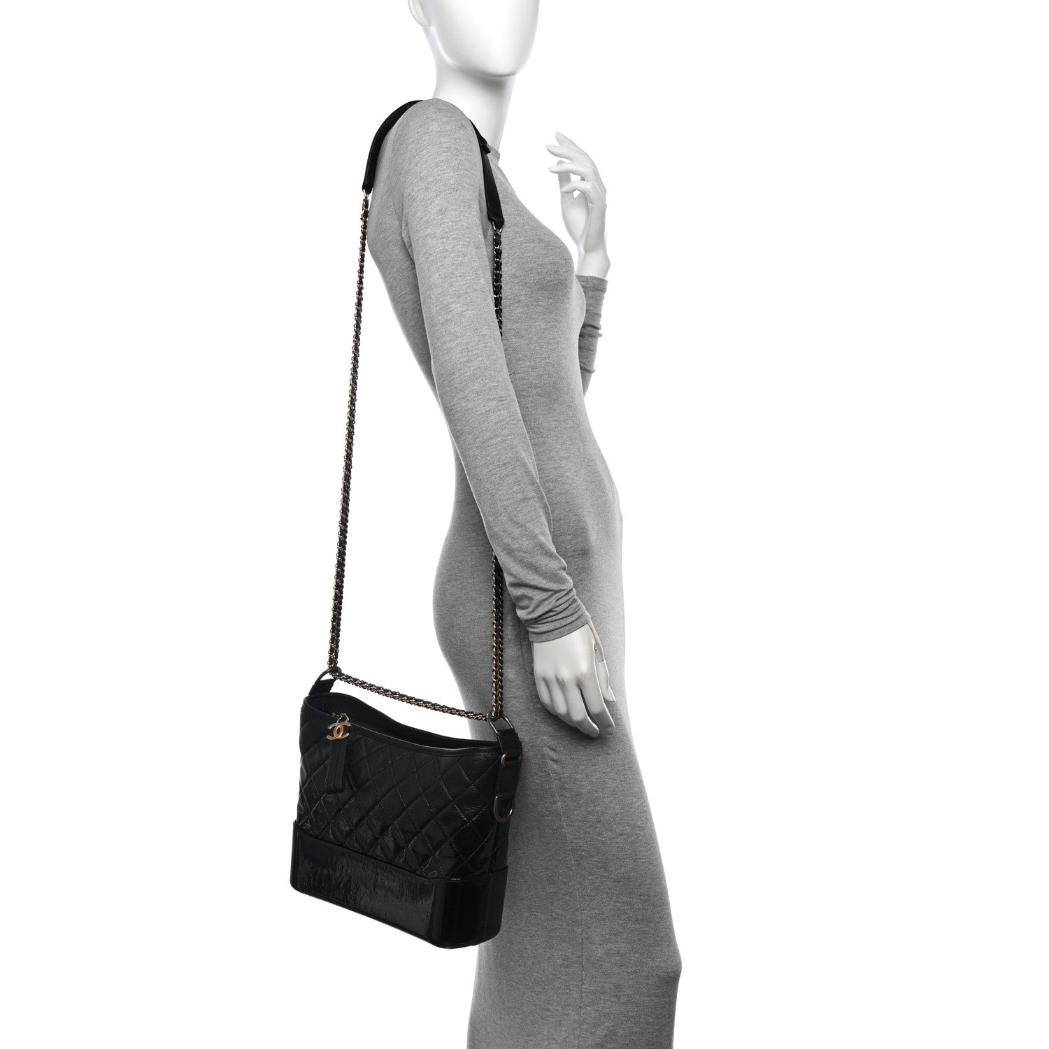 Chanel Aged Calfskin Quilted Medium Gabrielle Hobo Black 2 of 12