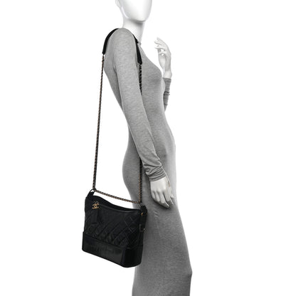 Chanel Aged Calfskin Quilted Medium Gabrielle Hobo Black 2 of 12