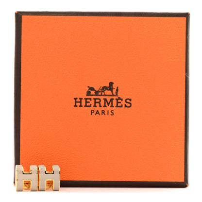 Hermes Gold Lacquered Mini Pop H Earrings Marron Glace 7 of 7