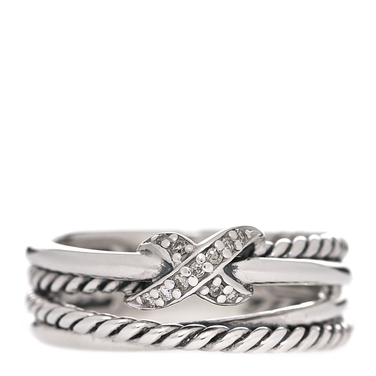 Sterling Silver Diamond X Crossover Ring 51 5.75