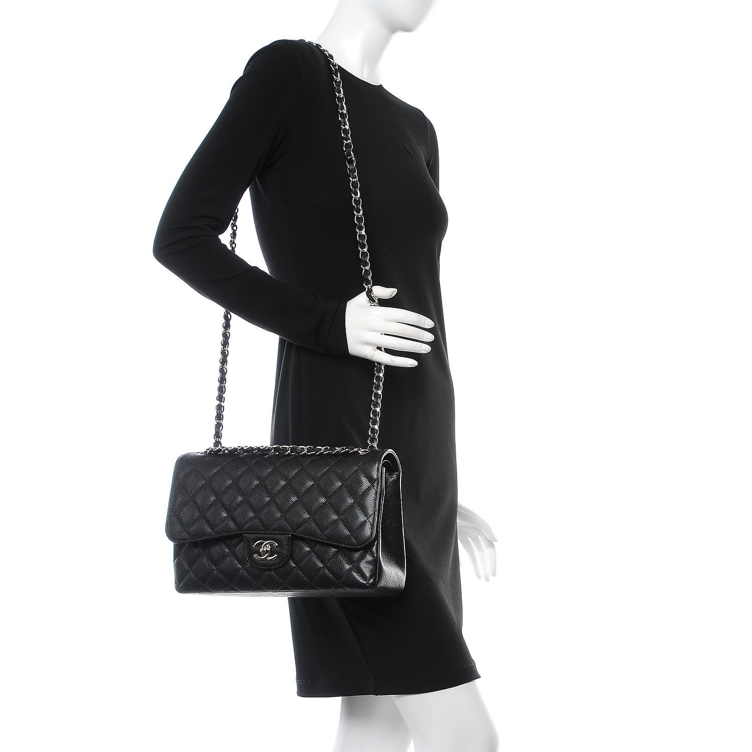 Chanel Caviar Quilted Jumbo Double Flap Black 2 of 9