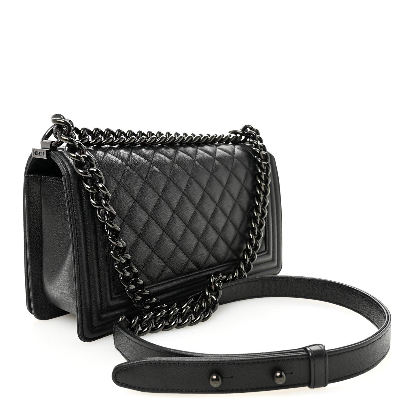Caviar Quilted Medium Boy Flap So Black
