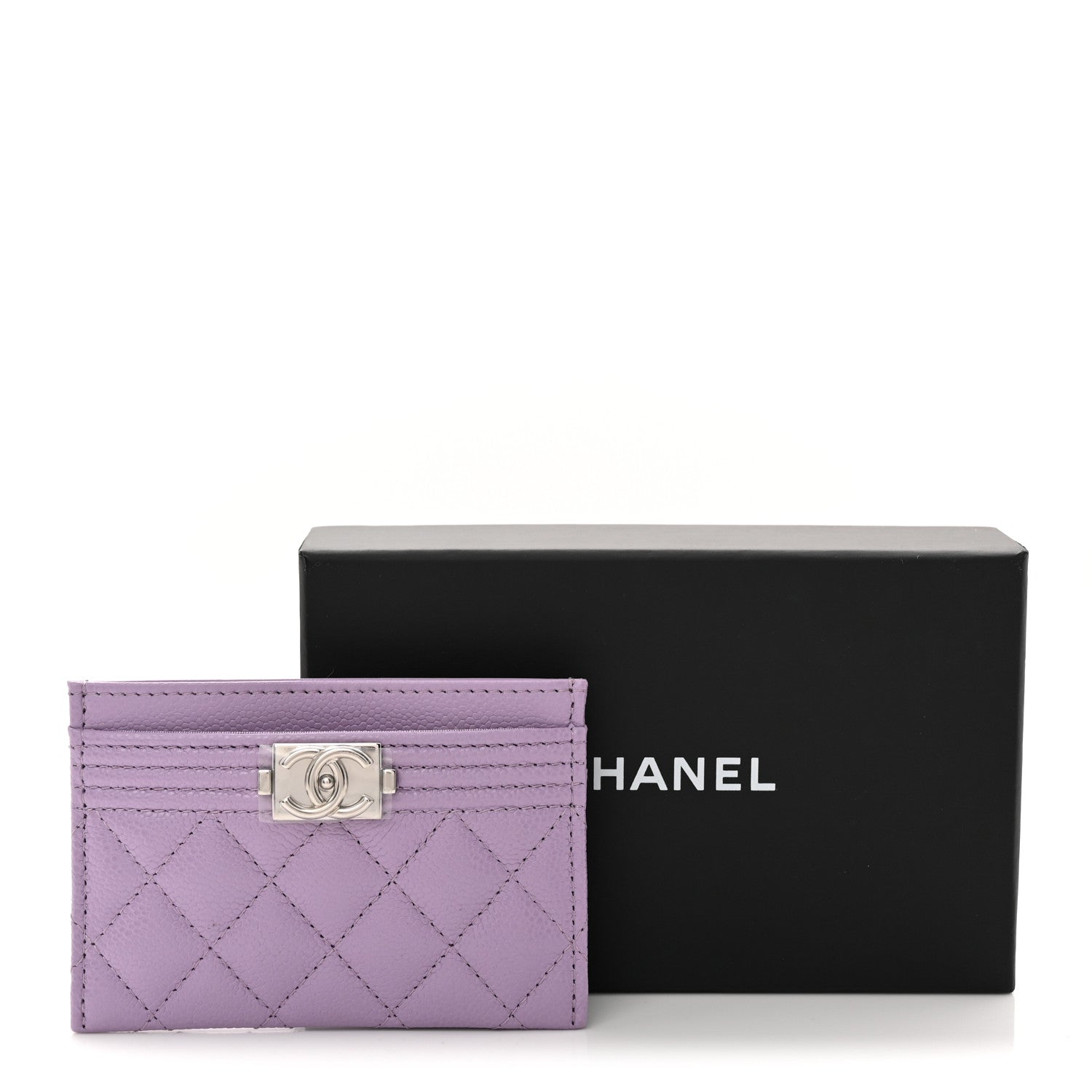 Chanel Caviar Quilted Boy Card Holder Light Purple 8 of 8