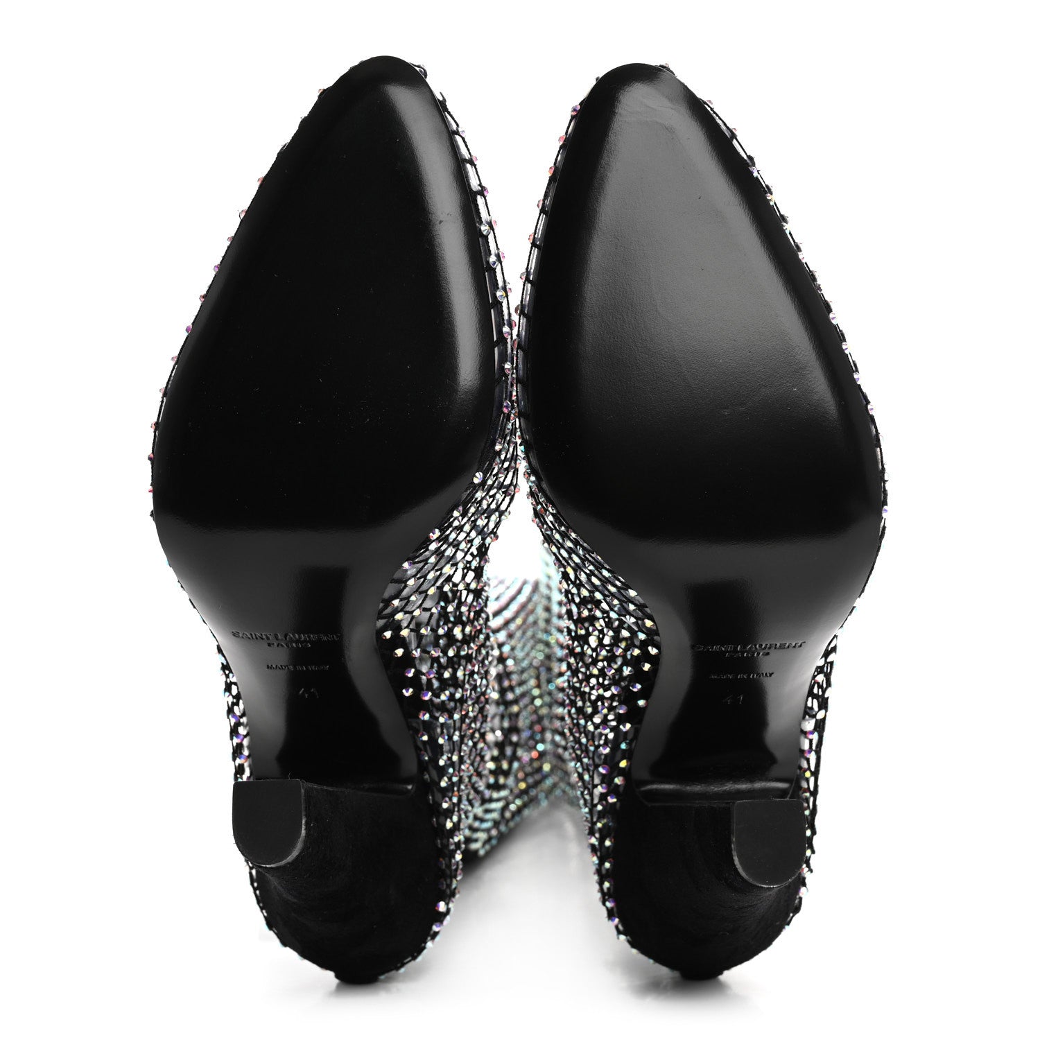 Saint Laurent Mesh Crystal 68 Knee High Boots 41 Black 5 of 9