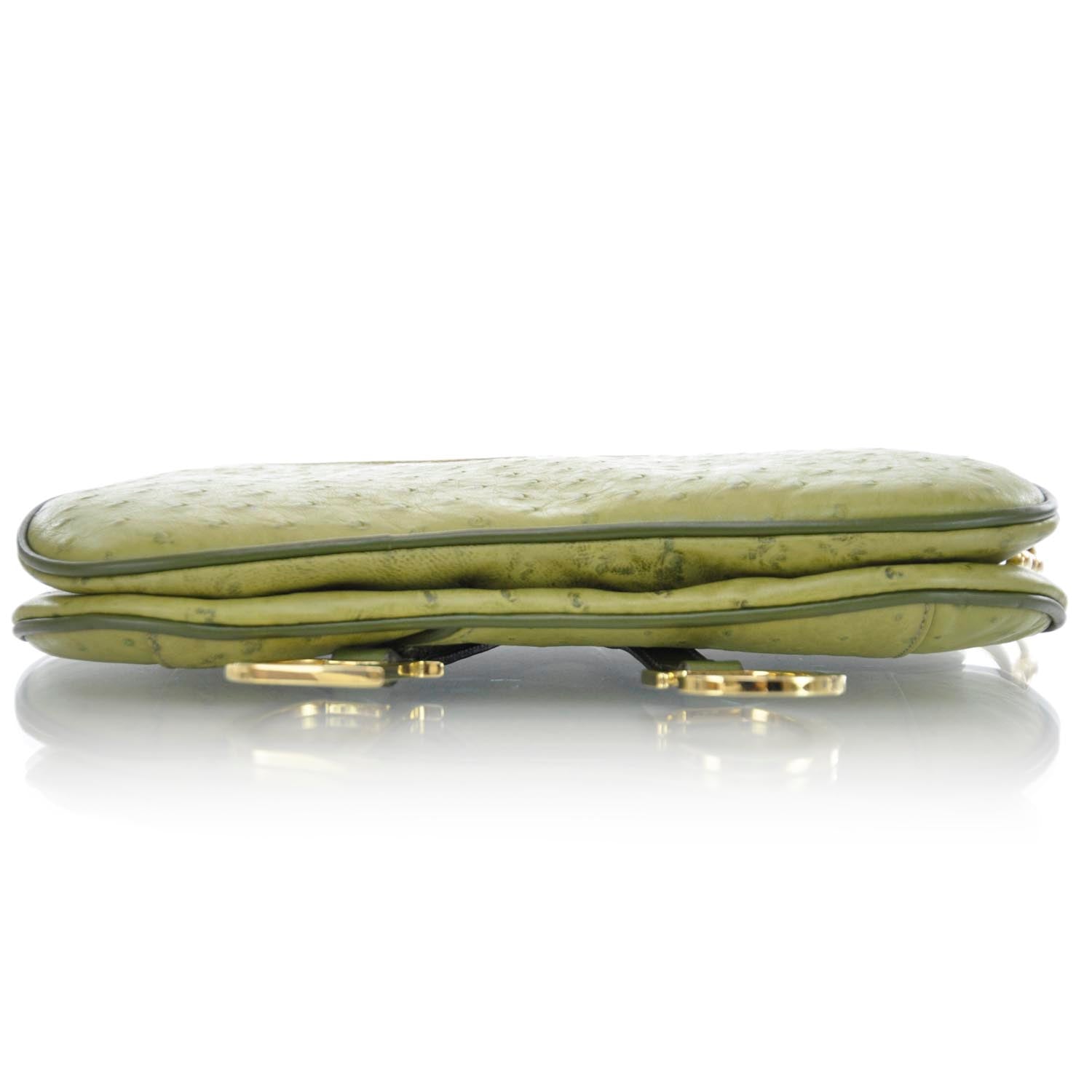 Christian Dior Ostrich Double Saddle Bag Green 5 of 9